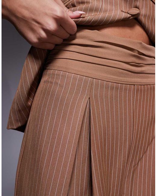 ASOS Brown Co-Ord Wide Leg Trousers With Ruched Waistband Detail