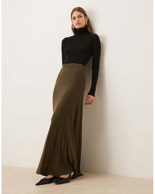 Mango Natural Wool Mix Pleated Maxi Skirt