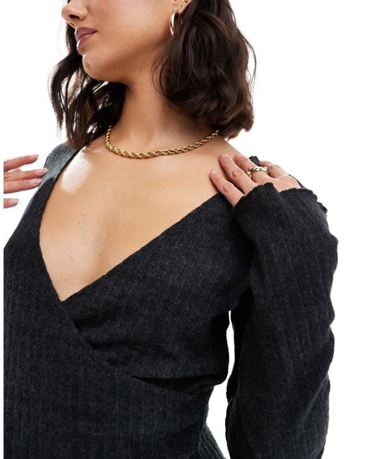 Cotton On Blue Cotton on – superweiches, geripptes wickeltop