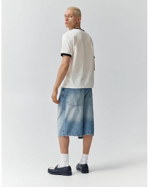 Pull&Bear White Short Sleeve T-shirt With Graphic Detail for men