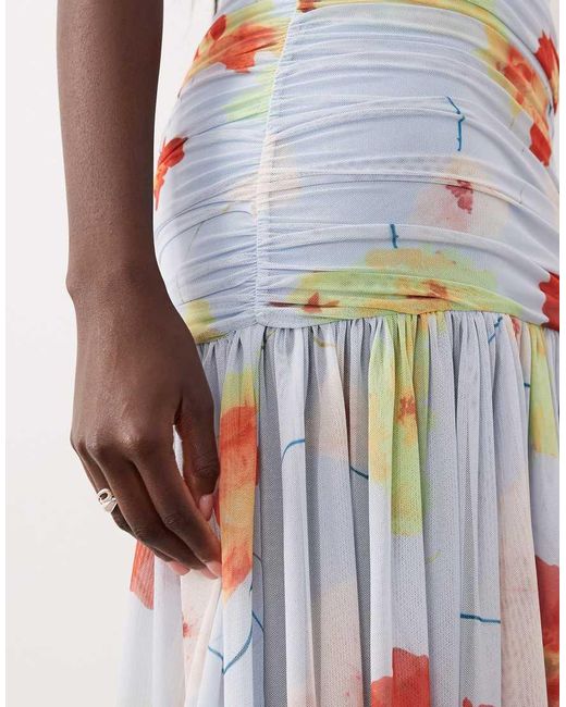Bardot Pink Solana Ruched Bandeau Mesh Maxi Dress