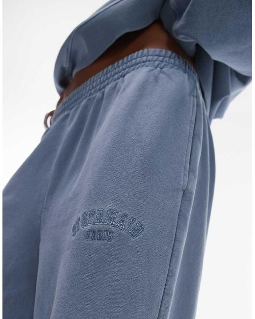 TOPSHOP Blue Graphic St Germain Straight Leg Trackies