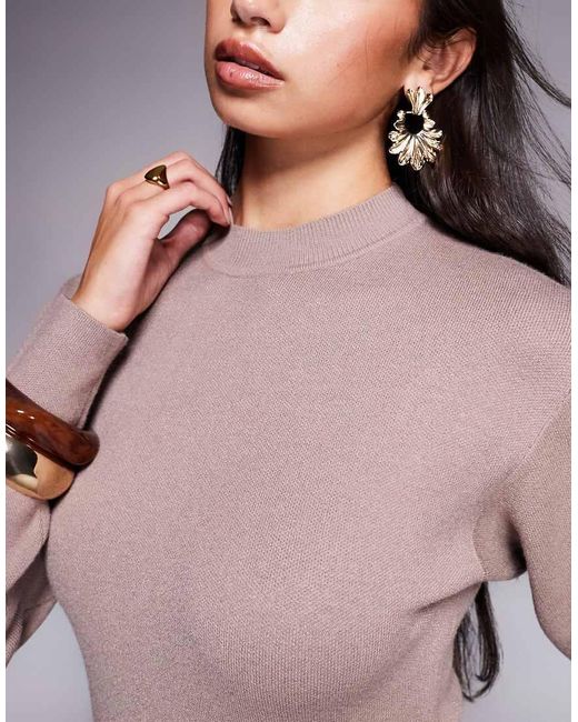 Aria Cove Gray Structured Knit Cocoon Sleeve Sweater Dress