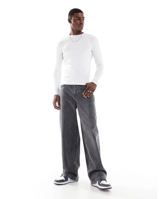 ASOS White Essentials Muscle Fit Long Sleeve T-shirt for men