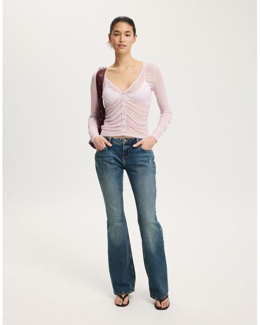Cotton On Purple Alix Mesh Button Through Long Sleeve