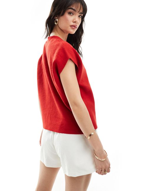 Pieces Red Soft Oversized Sleeveless Vest