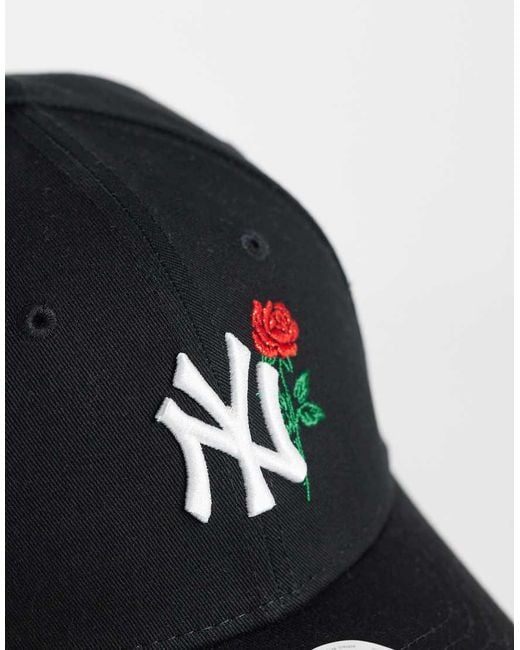 KTZ Black Ny Yankees 9Forty Cap With Rose Embriodery