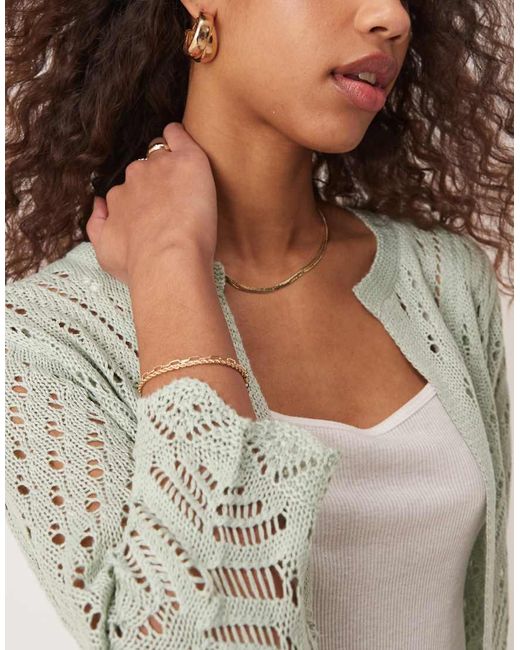 Jdy Gray 3/4 Sleeve Crop Broderie Cardigan