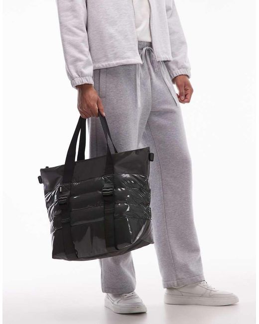Rains Gray Puffer Mini Tote Bag for men