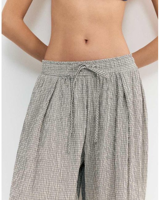 Pull&Bear Gray Check Sarouel Trousers