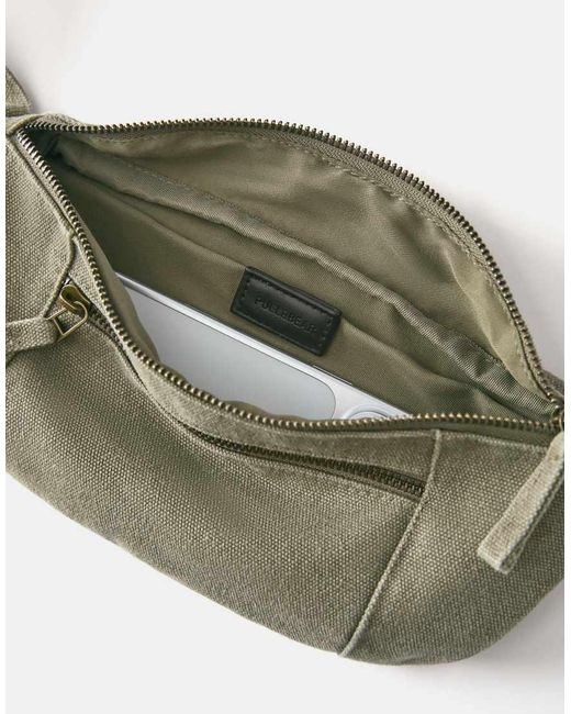 Pull&Bear Gray Canvas Belt Bag for men