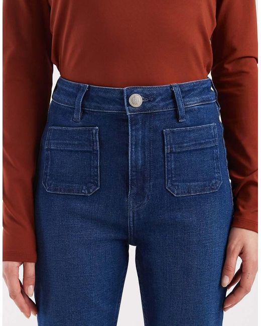 ONLY Blue Madison Pocket Detail High Waist Flared Jeans