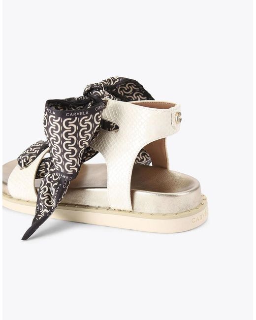 Carvela Kurt Geiger White Sorrento Scarf Sandal Flat Sandals