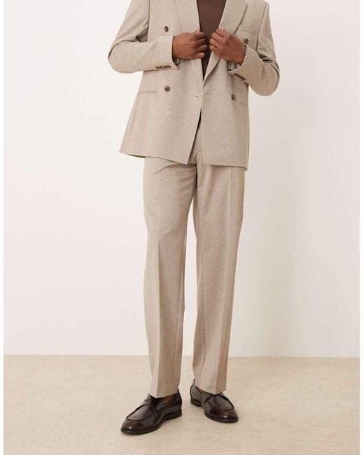 ASOS Natural Straight Leg Suit Trousers for men