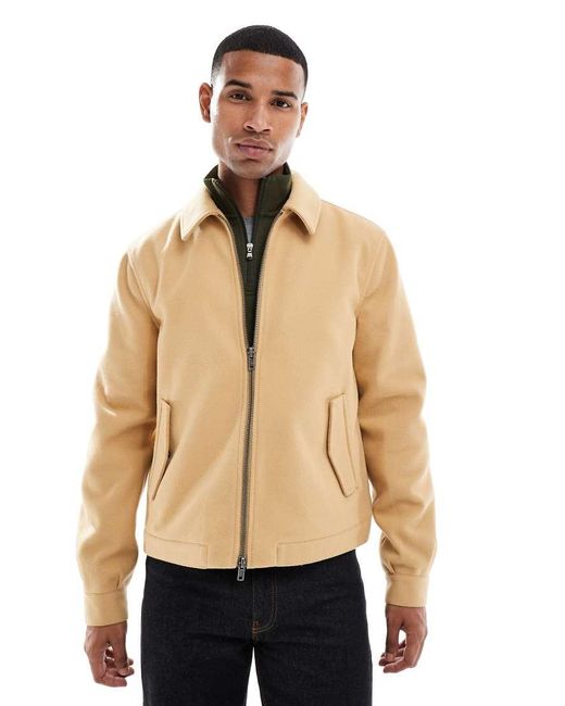 ASOS Natural Wool Look Harrington Jacket for men