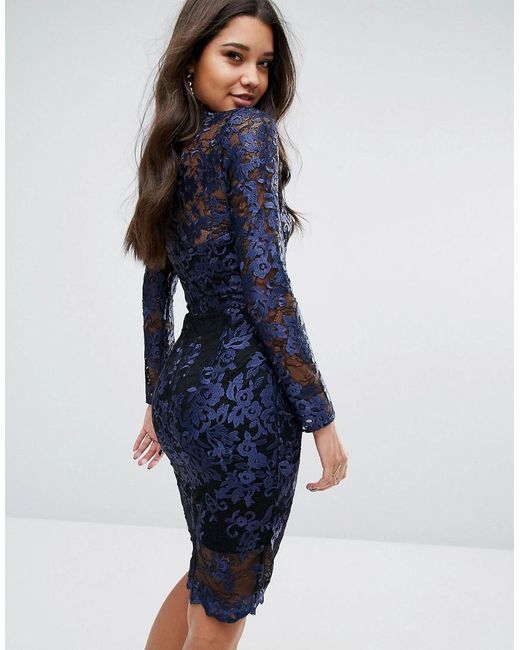 Lipsy Long Sleeve Lace Dress With 