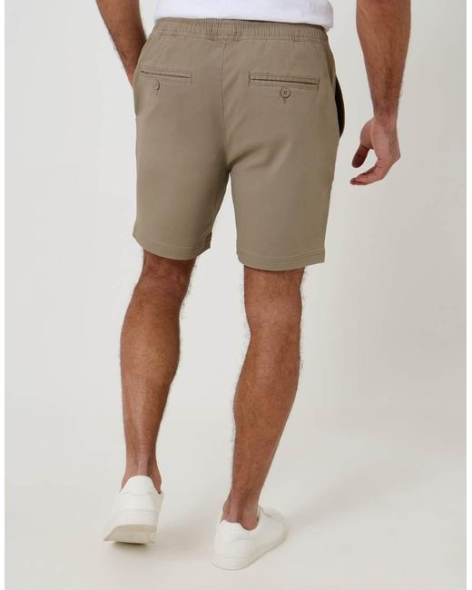 Threadbare Natural Shorter Length Stretch Chino Shorts for men