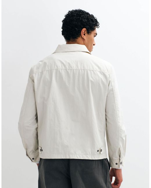 Mango White High Neck Zip Through Jacket for men