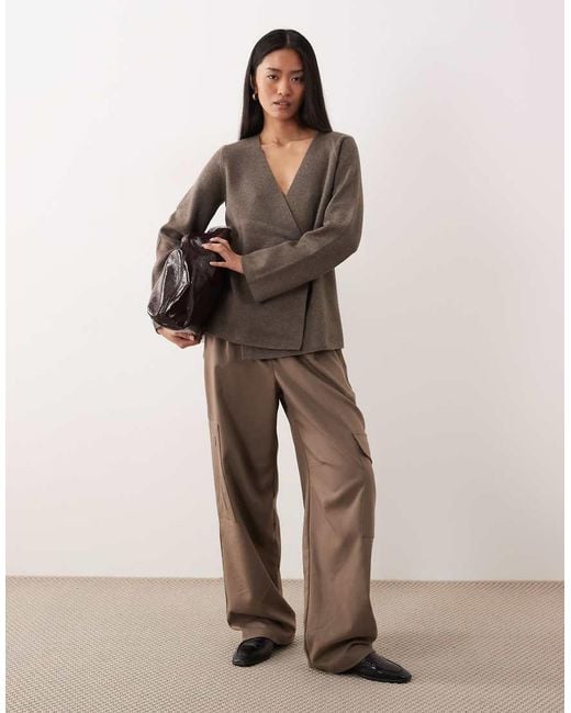 Jdy Brown Button Detail Structured Cardigan