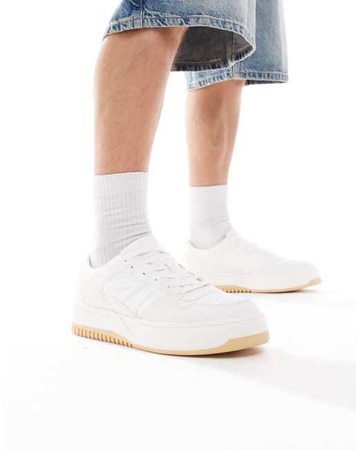 Pull&Bear White Chunky Trainer With Gum Sole Detail for men