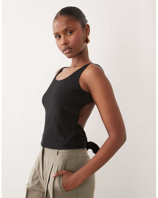 Oh Polly Natural Modal Open Tie Back Top