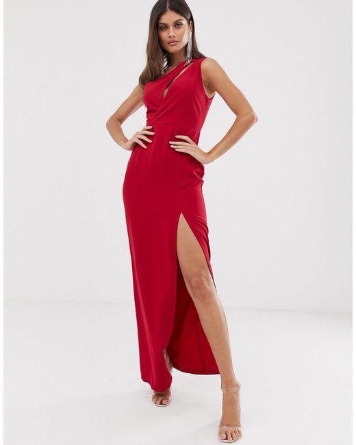 red one shoulder maxi dress