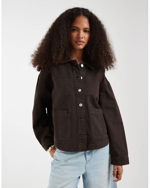 Vero Moda Black Denim Shacket With Front Pockets
