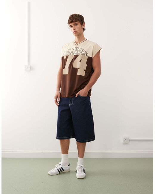 Collusion Brown Spliced Basketball Vest for men