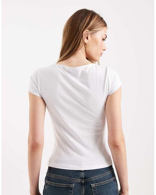 ASOS White Short Sleeve With Lace Detail Top