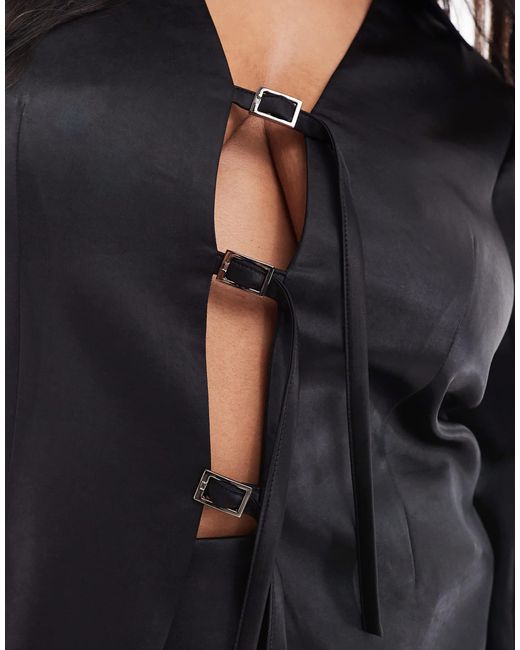 Renee Studio Black Plus x michelle nayla – exklusive satin-hemdbluse