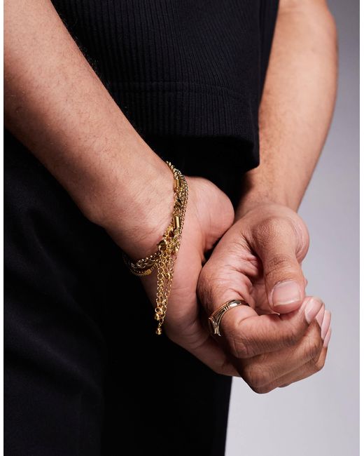 ASOS – e festival-armbänder im 4er-pack aus wasserfestem edelstahl mit unterschiedlichen kettengliedern in Black für Herren