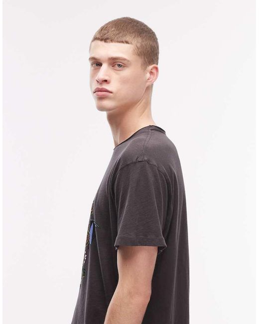 AllSaints Black Sabre Graphic Logo T-shirt With Back Print for men