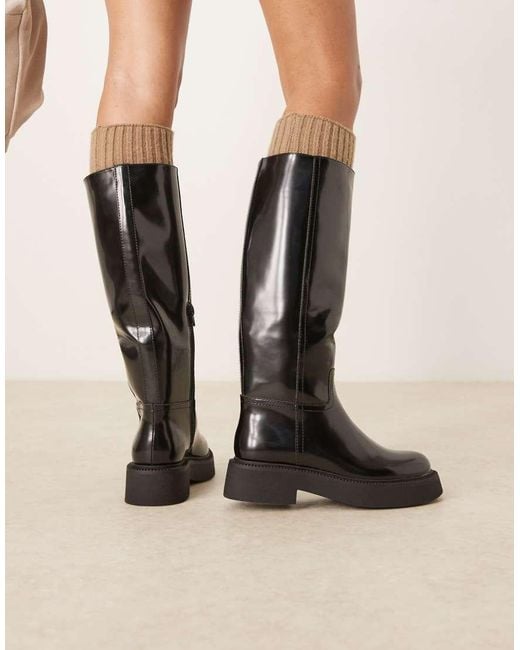 ASOS Natural Carlisle Clean Flat Riding Boots