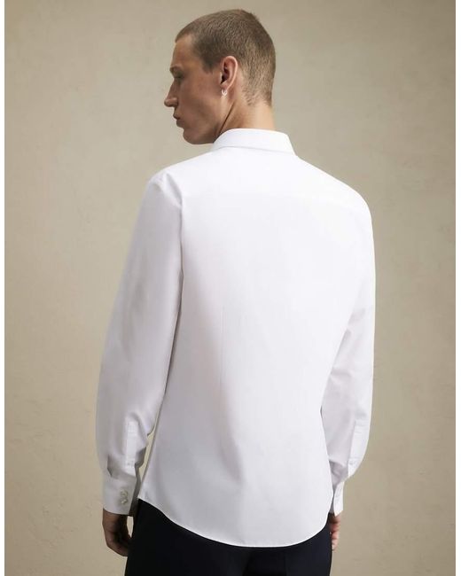 River Island White Slim Fit Cotton Blend Shirt for men