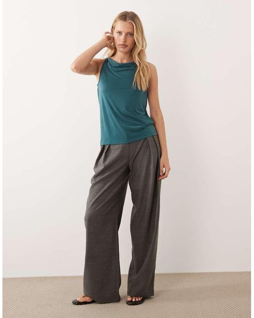 Vila Blue Cowl Neck Sleeveless Top