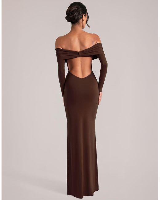 Oh Polly Multicolor Off Shoulder Cut Out Detail Maxi Dress