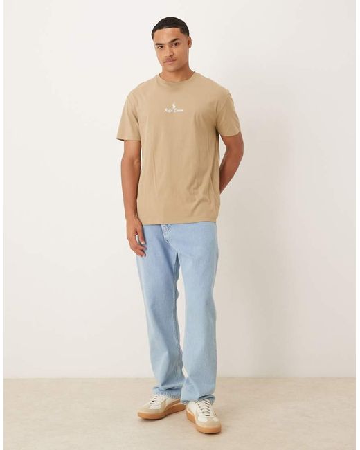 T-Shirt Classica Oversize Con Scritta E Logo Centrale A Icona di Polo Ralph Lauren in Natural da Uomo