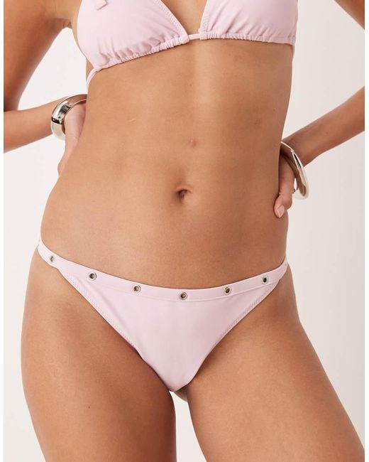 Slip Bikini Pallido Con Borchie di Mango in Natural