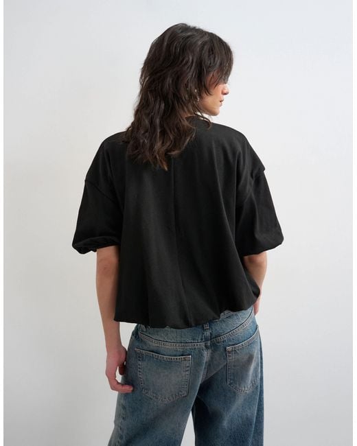 TOPSHOP Black Bubble Hem Tee