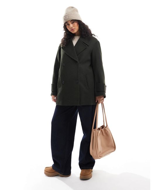ASOS Black Oversized Twill Pea Coat