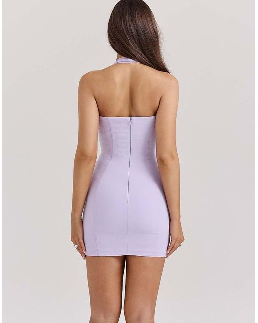 House Of Cb Purple Alyssa Crepe Plunge Mini Dress