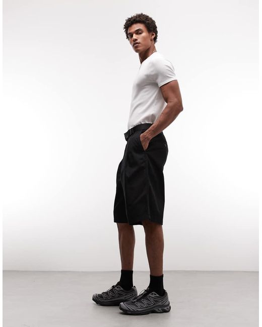 Weekday Black Oversized Long Chino Shorts for men