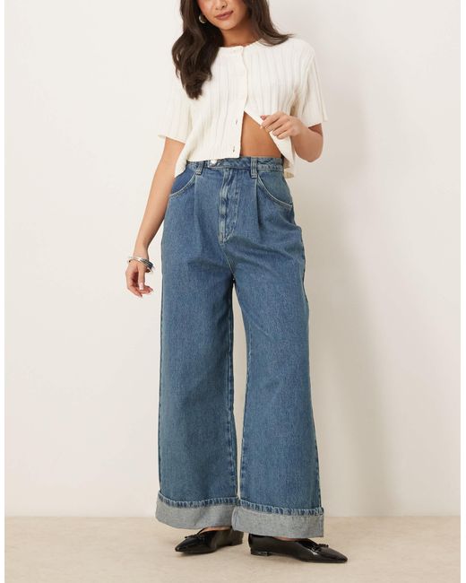 Jean ultra large à revers ASOS en coloris Blue