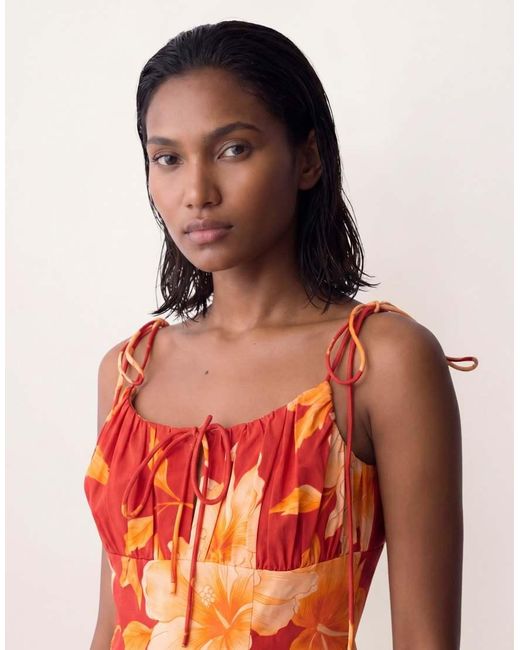 ASOS Structured Cotton Tie Bust Dropped Waist Mini Sundress