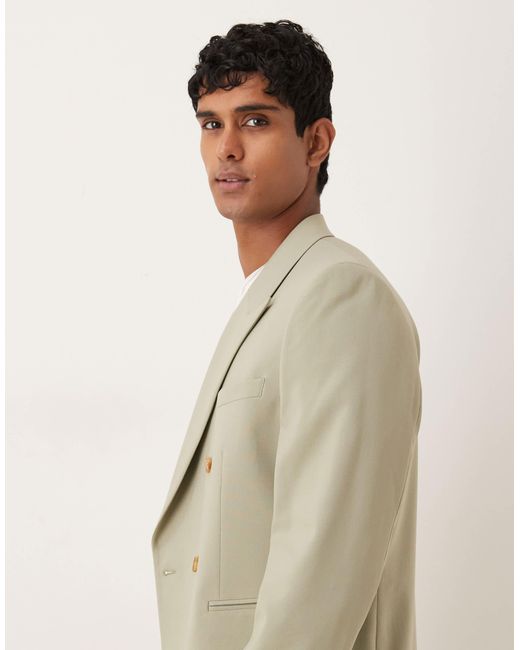 ASOS Natural Double Breasted Regular Suit Jacket for men