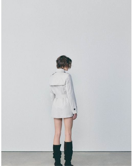 Stradivarius Gray – kurzer basic-trenchcoat