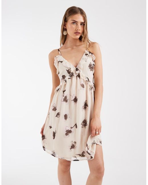 ONLY Natural Ruffles Detail Mini Dress