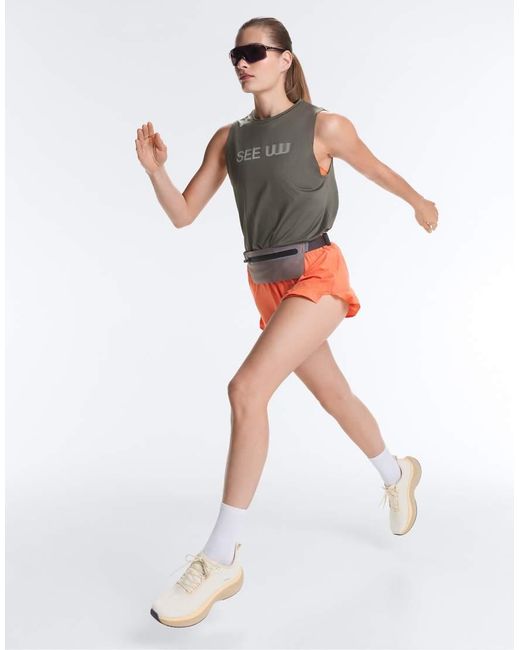Oysho Orange Mid-rise Technical Shorts 7cm
