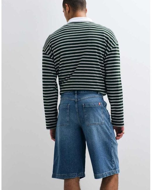 Collusion Blue Unisex Distressed Jorts