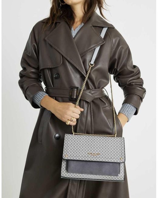 River Island Gray Monogram Pocket Front Shoulder Bag